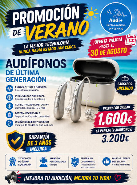 Promoción Audífonos en Albacete Audi+ Centro Auditivo